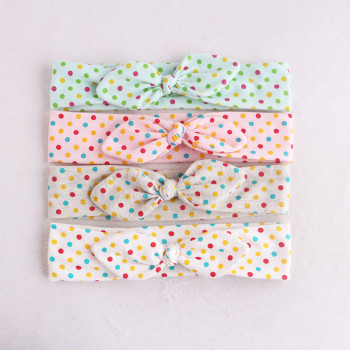 Children colors polka dot bow knot tie headbands top knot  headwrap factory