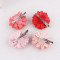 Boutique rhinestone small fabric coral daisy flower hair clip set for children hairstyle