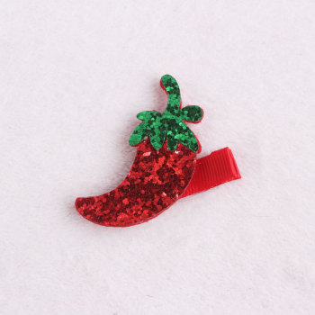 Red pepper glitter hairpin cute fruit felt hair clip kids