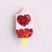 Cute girl heart ice cream felt hair clip layered popsicle glitter barrette