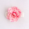 Wholesale large artificial flower head pink mesh rose headbands for toddlers