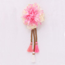 Large pink artificial daisy flower banana clip with tassels