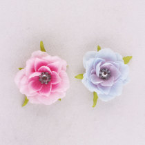 High quality pink rhinestone silk flower rose hair clip uk
