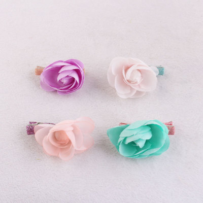 Full color mini cute kid artificial rose hair clip set