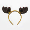 Brown Christmas Reindeer Hair Band Velvet Deer Antlers Headband With Red Tinkle Bell