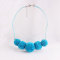 Sew jewelry accessory braided blue pom pom necklace factory wholesale