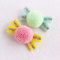 Lovely sweet hair pin girl bow candy yarn pom pom hair clip