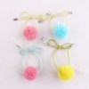 Adjustable colour elastic yarn Pom Pom hair tie band for girl