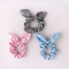 Shiny effortless bunny ear hair scrunchies for gymnasts dance hair scrunchies