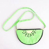 Child green canva kiwi fruit messenger bag zipper fruit handbag