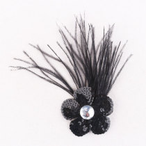 Parties ostrich feather hair clip with brooch sequins flower feather brooch
