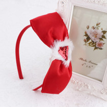 Handmade Christmas hair accessory big red hair bow headband for girls