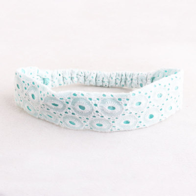 Lovely girl double embroidery lace headband white cotton headwrap