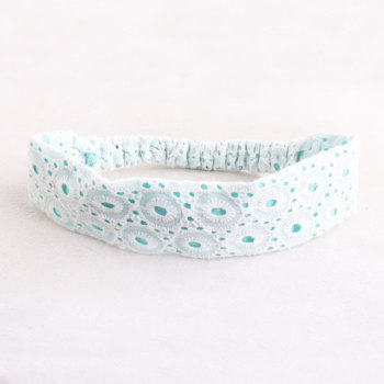 Lovely girl double embroidery lace headband white cotton headwrap