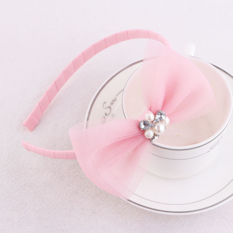 pink mesh bow alice band for girls