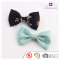 Elegant plain bow small green chiffon bow hair clips set For women top hair bun