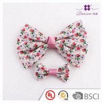 Cotton purple floral bow hair clip mini hair bow set for fifteen girl teenagers