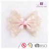 Great quality golden lace grosgrain pink ribbon bow hair clip for hair accessory boutique shop