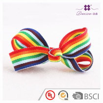 3.5 inch fashion children striped rainbow hair bow ribbon hair clips for pigtails