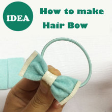 How to make a cute bow rope hair tie for little girl's ponytail or two pigtail quickly?