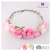 Pretty artificial floral bridal pink roses flower headband crown for flower girls