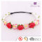 Hawaiian style white&pink roses braided elatic artificial flower headband