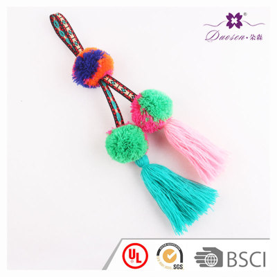 Mexican Boho Arts Pom Pom Key Chain Ornament For Women Beach Bag Girl Handbag