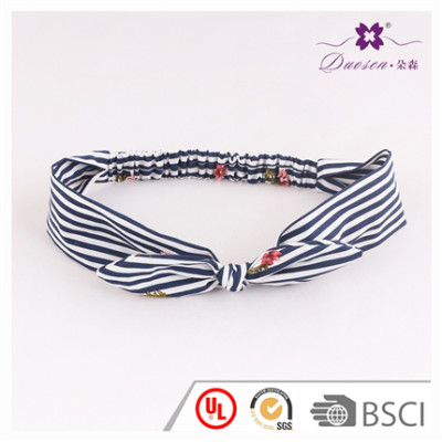 Wholesale Hair Accessories Manufacturer Cotton Stripe Print Korean Fashion Bunny Ears Headband with Elastic for baby girl