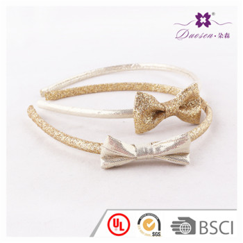 2017 Wholesale BSCI Audit Factory Gold Glitter Bow Alice Band For Baby Girl Hair Band for Teenager Girls