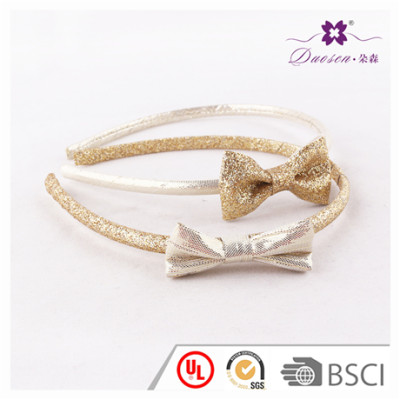 2017 Wholesale BSCI Audit Factory Gold Glitter Bow Alice Band For Baby Girl Hair Band for Teenager Girls