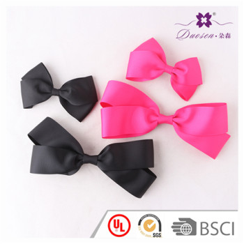 Custom Size Fuschia Hair Bow Black Grossgrain Ribbon Bow Hair Clip for Baby Girls
