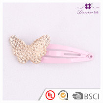 Hotsell Factory Wholesale Pink Glitter kids Butterfly Hair Clip For Girls in 2017