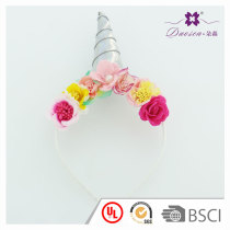 Silk Rose  Flower Horn Unicorn Headband for children Cosplay  Funny Horn Hair band
