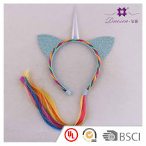 A Special Weave Braid Crown with Horn Unicorn Ears Hair Band for kids
