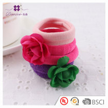 Lovely color high elastic rose flower hair tie for girl baby kids