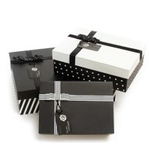 Pretty stripe rectangle gift box Handmade Custom Made Gift Packaging Paper Boxes black and white dots and stripes box