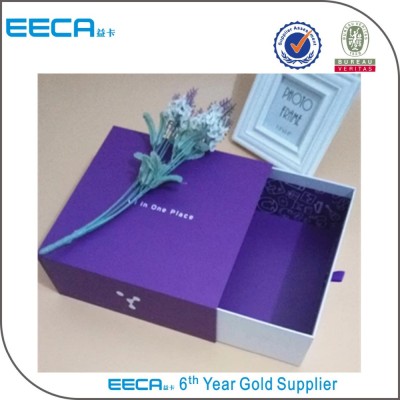 2017 luxury gift paper drawer gift box/garment packaging paper box purple box/perfume paper boxes in china