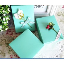 2017 blue color square gift box custom printed made cardboard jewelry box with ribbon/perfume paper boxes