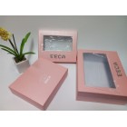Transparent window box Pink color special paper handmade PVC packaging box with PVC window