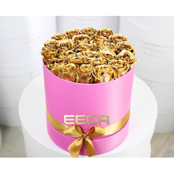 2017 Round flower boxes/Cylinder flower boxes/Custom cardboard box/Hot Stamping White And Black Paper Hat Box/Matt Finished Flower Packaging Box With Holder in EECA China