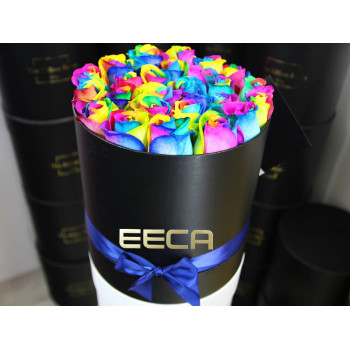 Custom logo waterproof paper black round flower packaging box hat box Cylindrical flower box