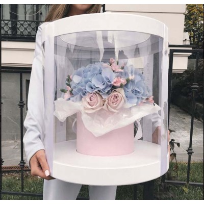 Wholesale Large Clear Plastic Preserved Bouquet Round Gift Paper Cardboard Packaging Luxury Flower Box