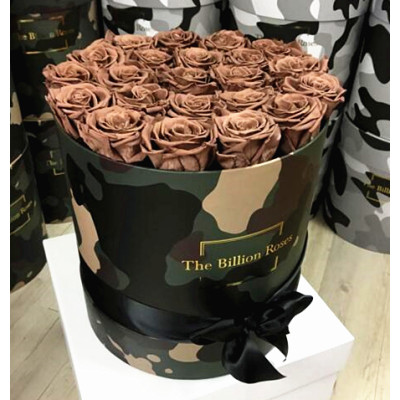 Luxury custom camo collection round flower hat box,rose box packaging in China