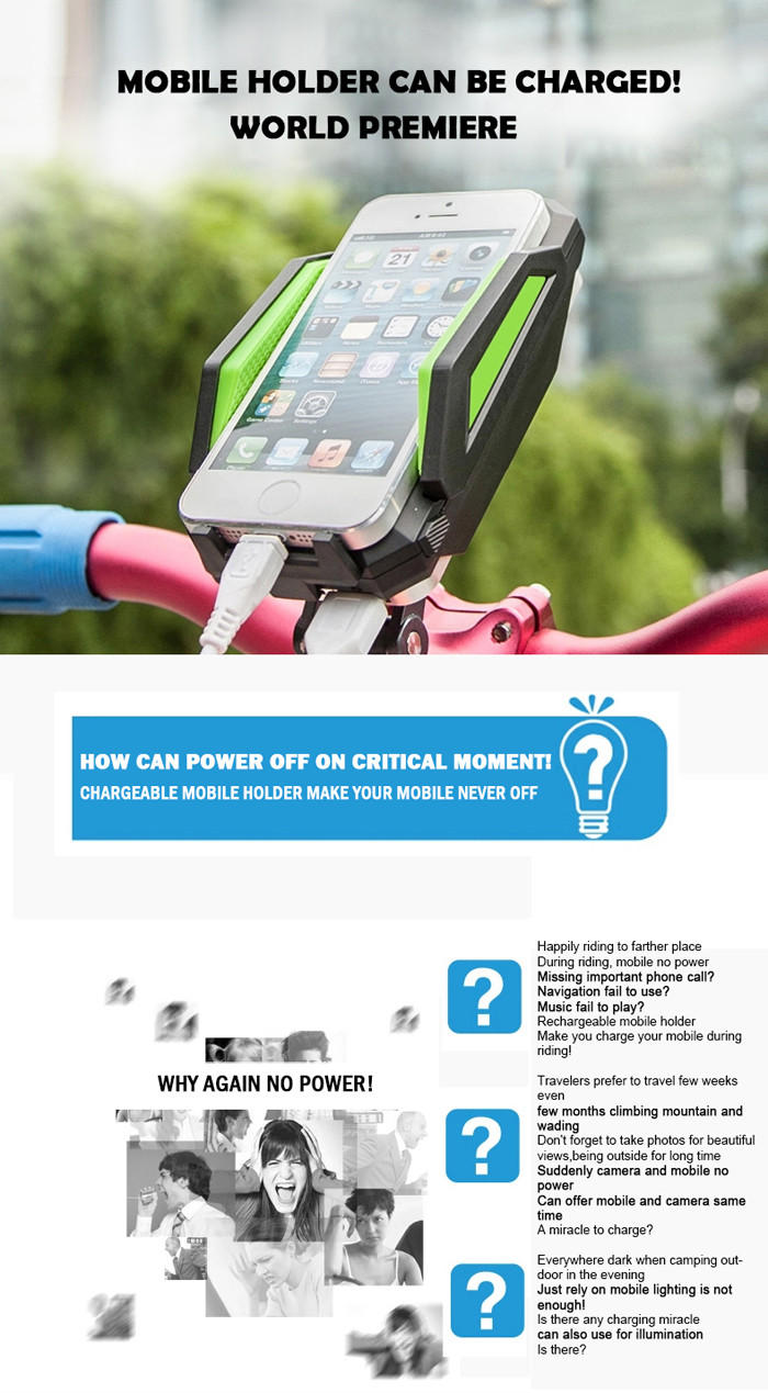 bicycle phone holder with power bank charger