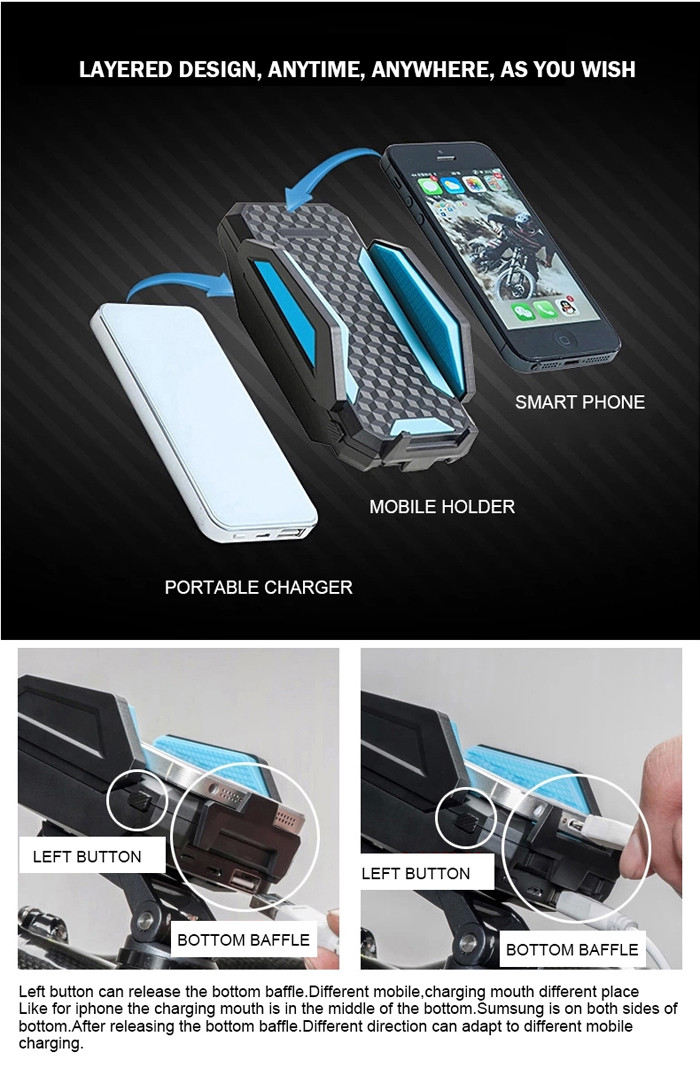 bicycle phone holder with charging power bank