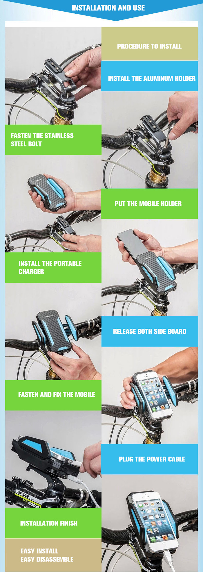 bicycle charging mobile holder