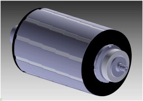 Skewed traction motor rotor, showing five steps in the rotor profile along its…