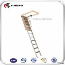 hot sale best price compact fold attic wood ladder with handrail