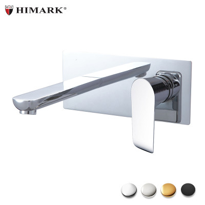 Wall mount polished brass bathroom faucet