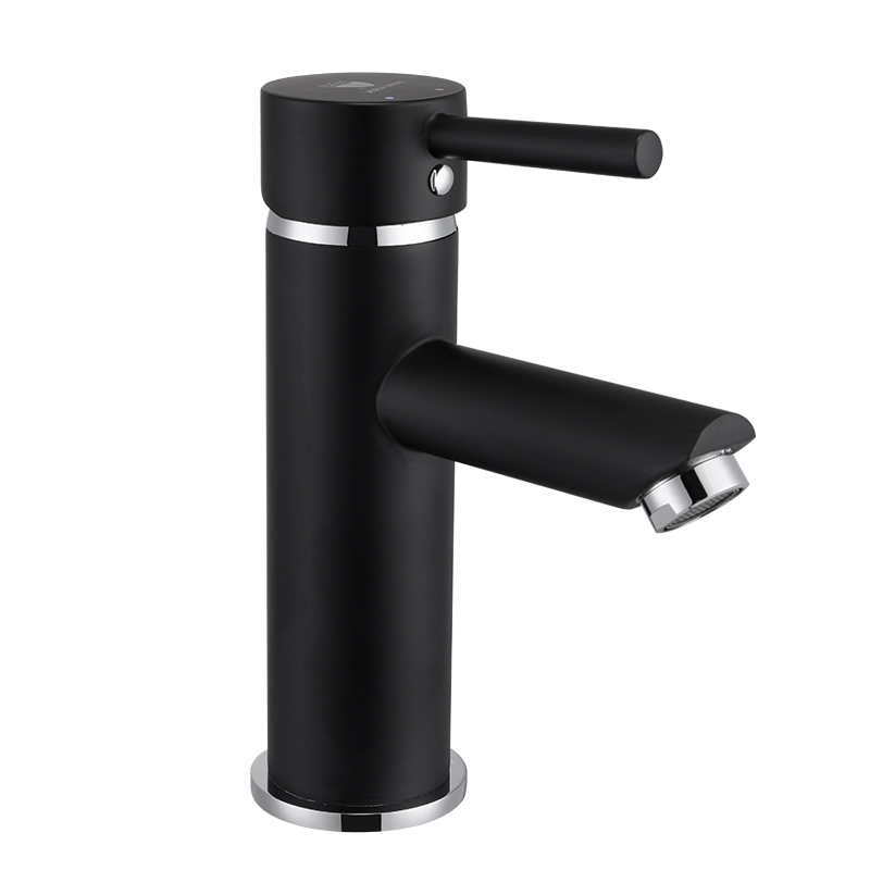 Modern single handle copper matte black basin faucet